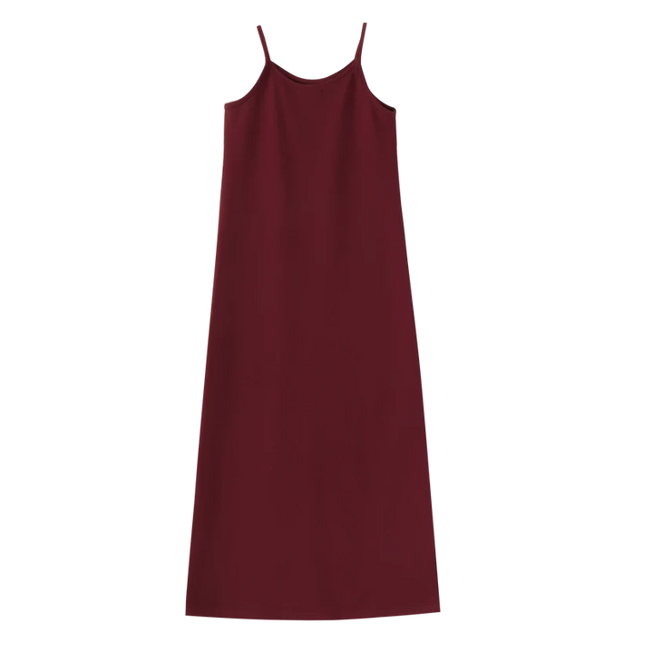 maxi dress thin strap jumper - burgundy
