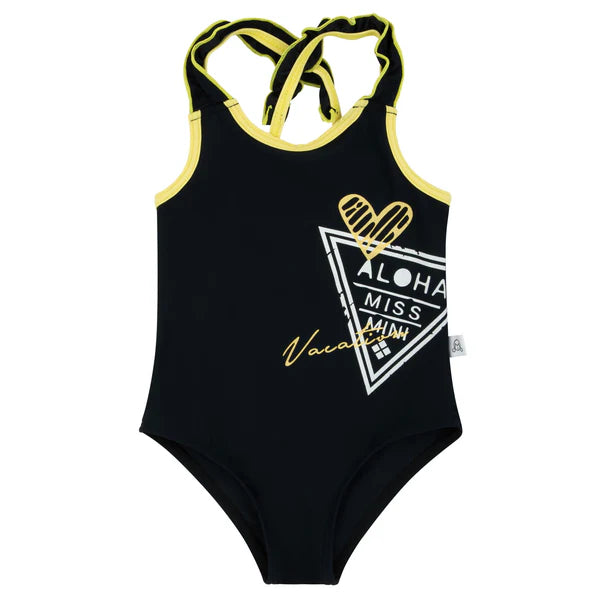 bathing suit postcard color trim - black