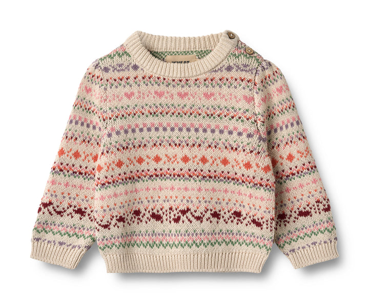 top l/s jacquard pullover sweater - multi