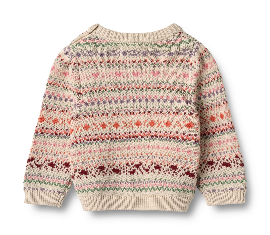 top l/s jacquard pullover sweater - multi