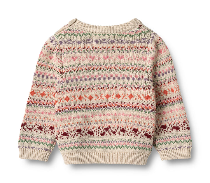top l/s jacquard pullover sweater - multi