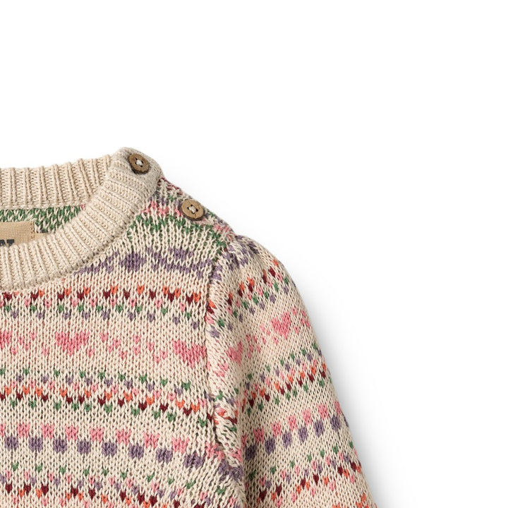 top l/s jacquard pullover sweater - multi