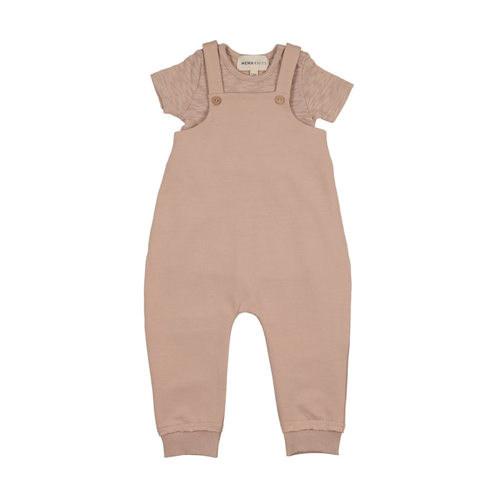 set outfit tee s/s and long romper - pale pink