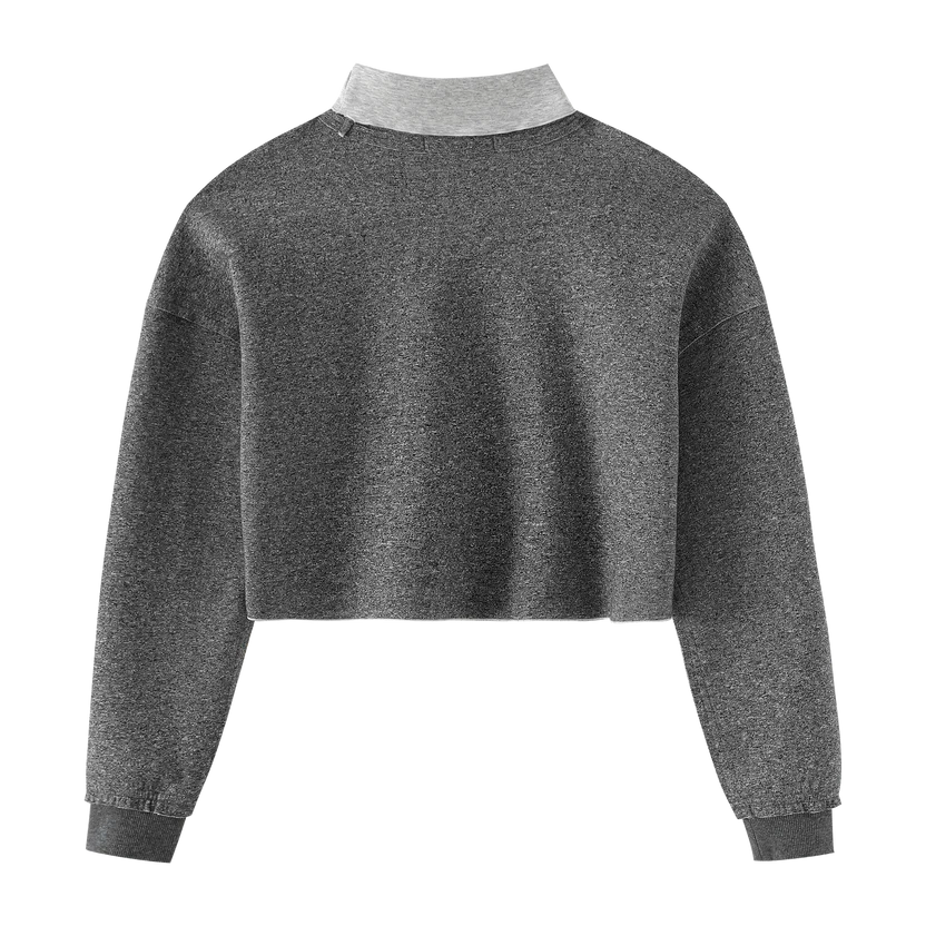 top l/s drop shoulder turtleneck sweatshirt - grey