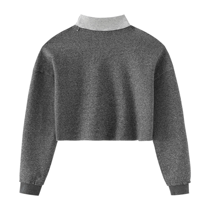 top l/s drop shoulder turtleneck sweatshirt - grey