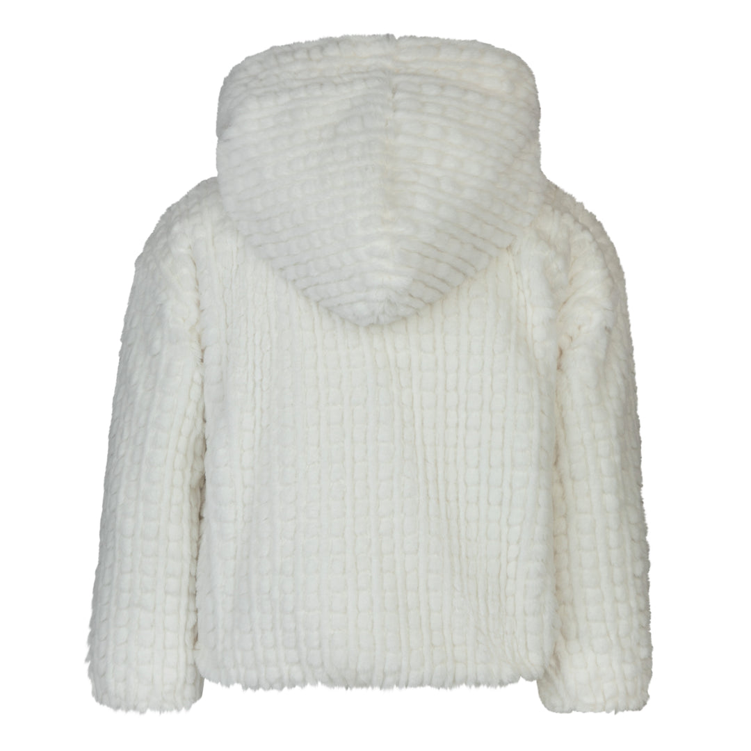 jacket fur bomber style with hood - cream