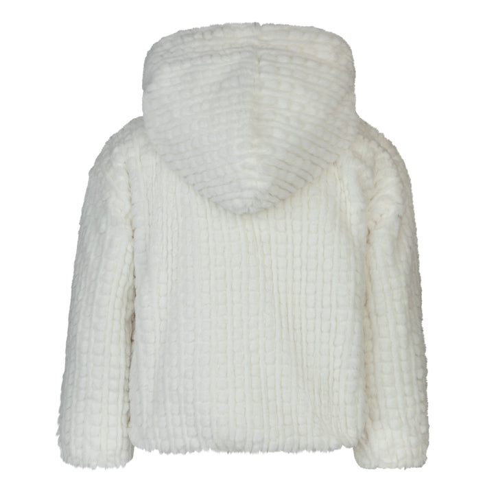 jacket fur bomber style with hood - cream