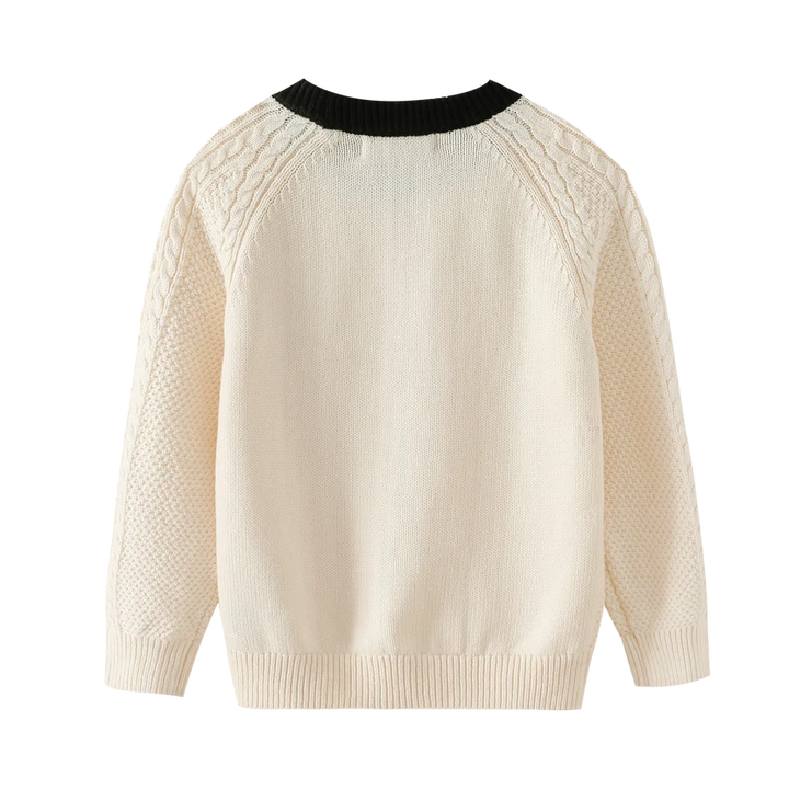 top l/s cable knit sweater with contrast edging - cream