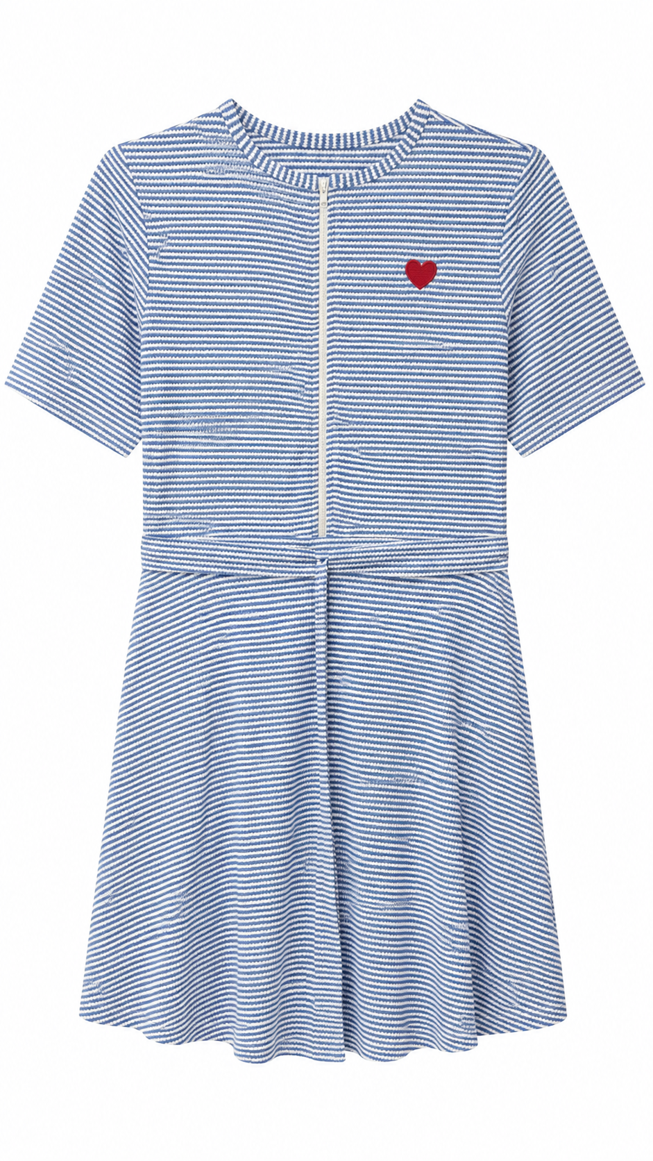 swimdress striped heart drawstring waist - seersucker steel