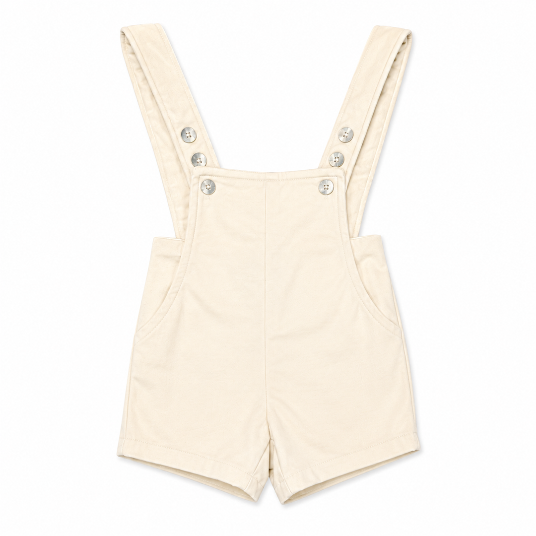 shorts velvet with suspenders - cream