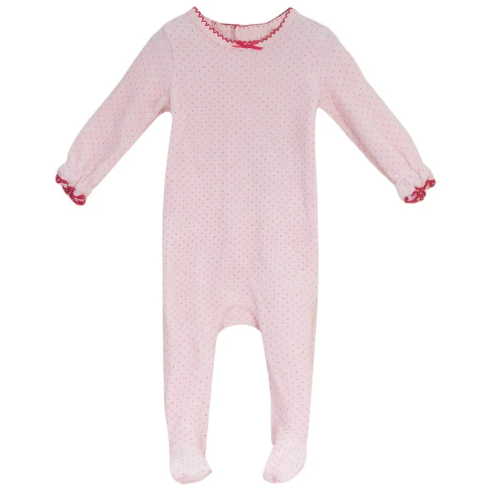 footie velour polka dot - pink