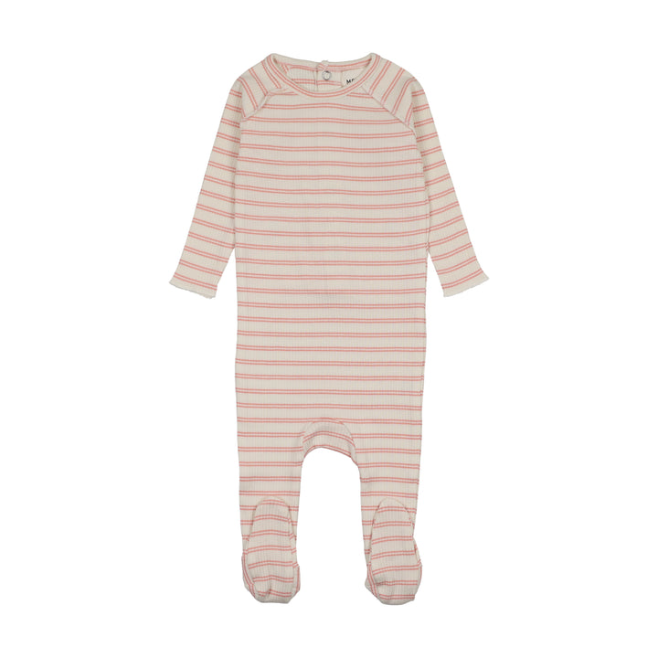 footie rib striped - rose pink