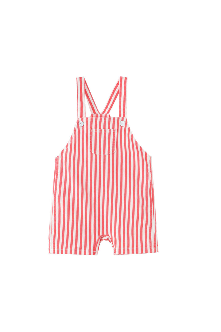 striped shortall with center pocket - red striped