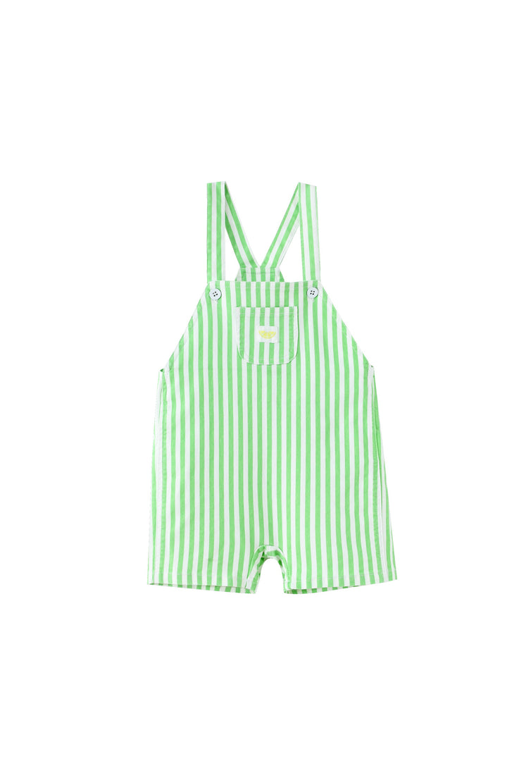 striped shortall with center pocket - green striped