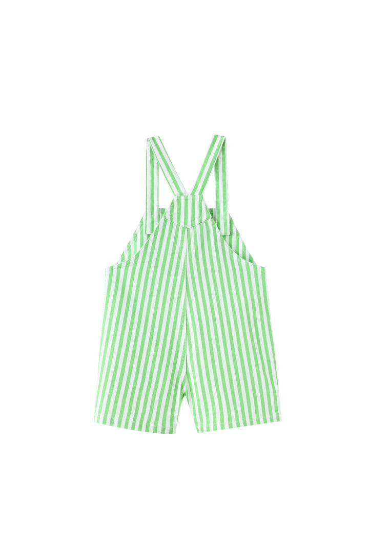 striped shortall with center pocket - green striped