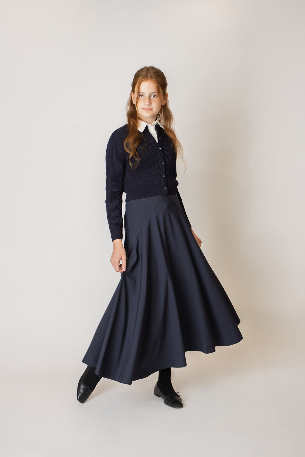 skirt v flare - navy