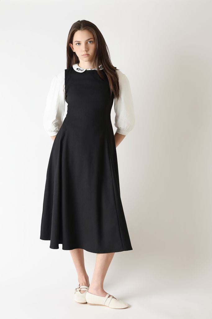 dress wool swing jumper - black