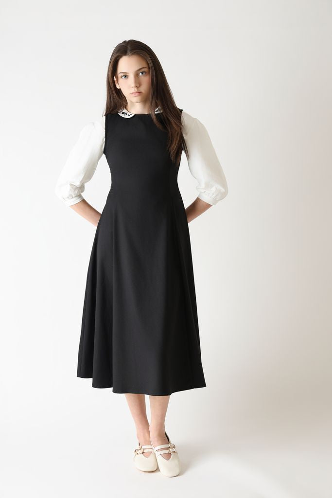 dress wool swing jumper - black