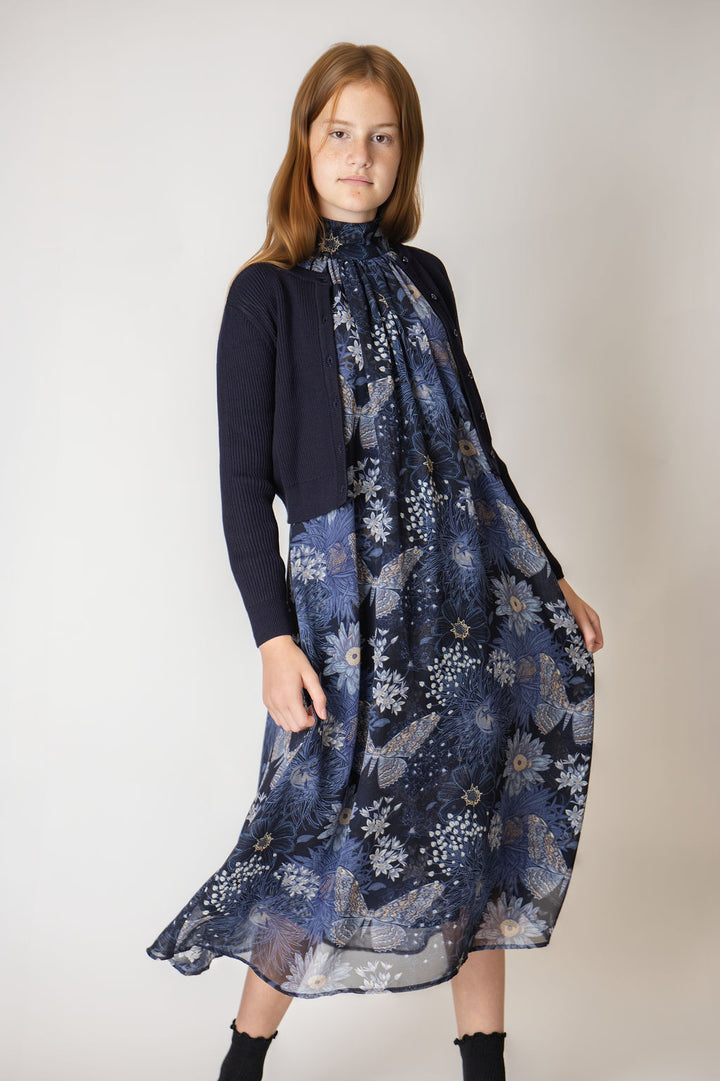 cardigan cropped rib - navy