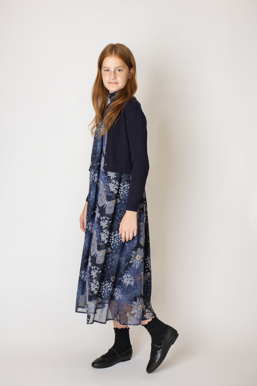 cardigan cropped rib - navy