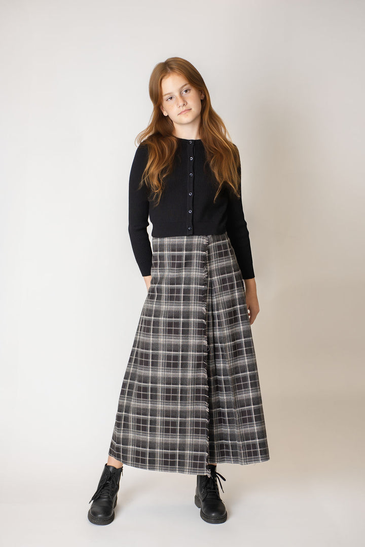 cardigan cropped rib - black