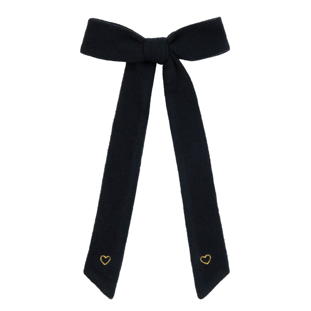 clip little heart bows - black