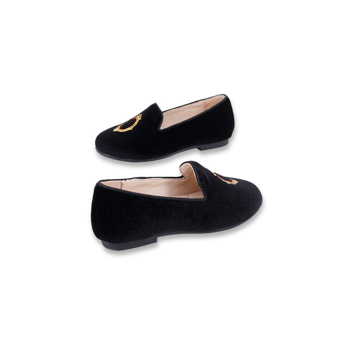 shoes gold emblem loafer - black