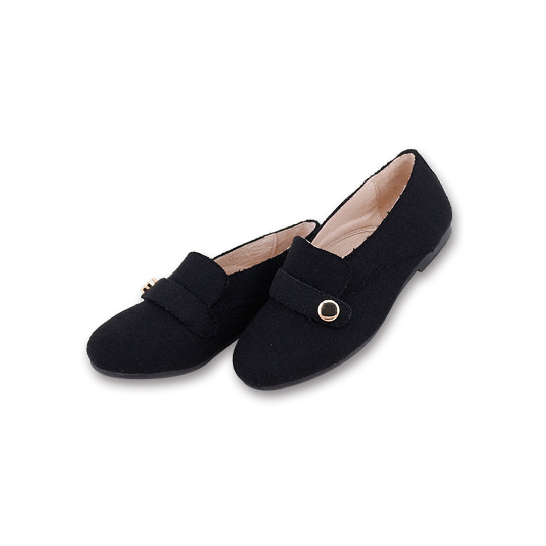 shoes wool button loafer - black