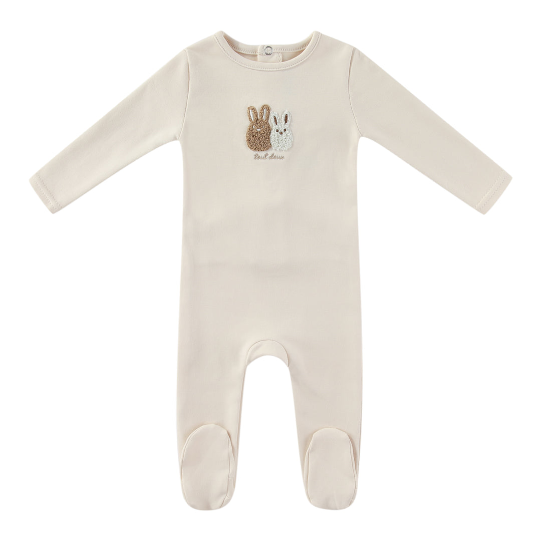 footie sherpa bunnies - taupe