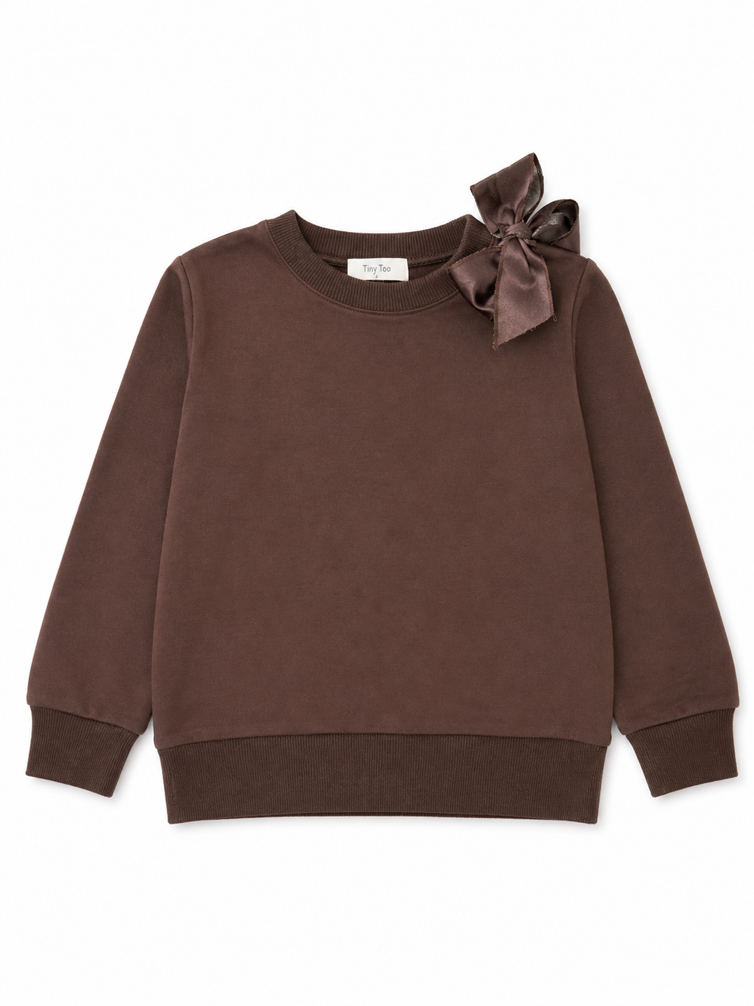 top l/s bow tie sweatshirt - mocha