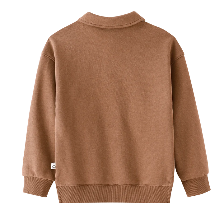 polo l/s contrast cuffs - mocha
