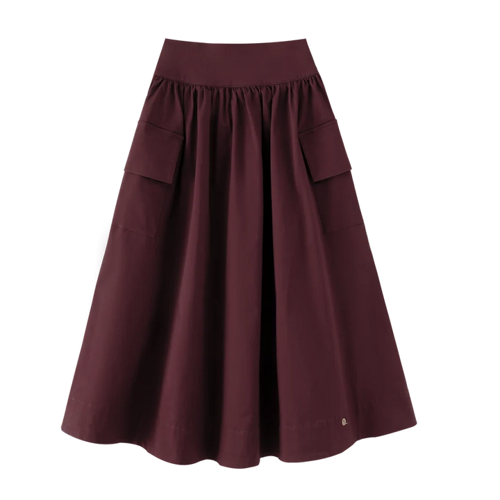 skirt waisted with pockets - burgundy