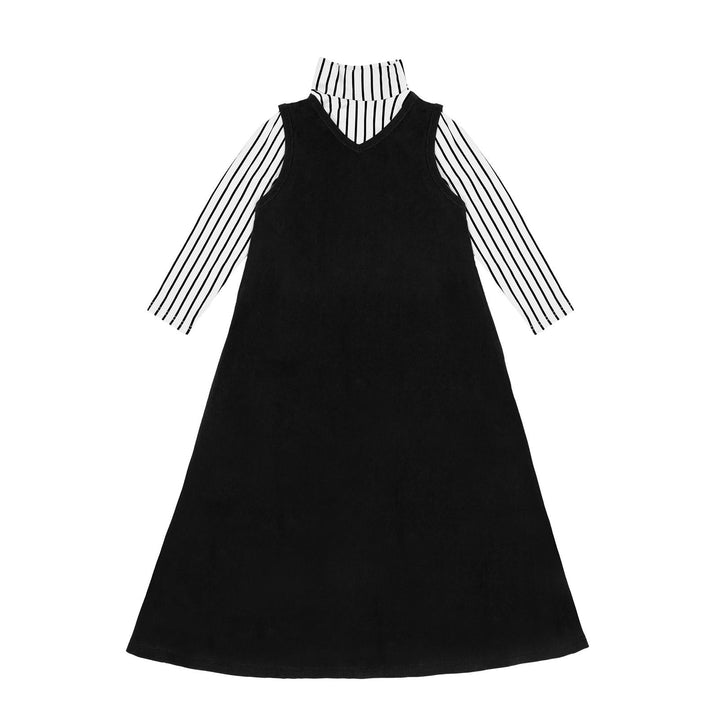 maxi dress vertical stripes - black