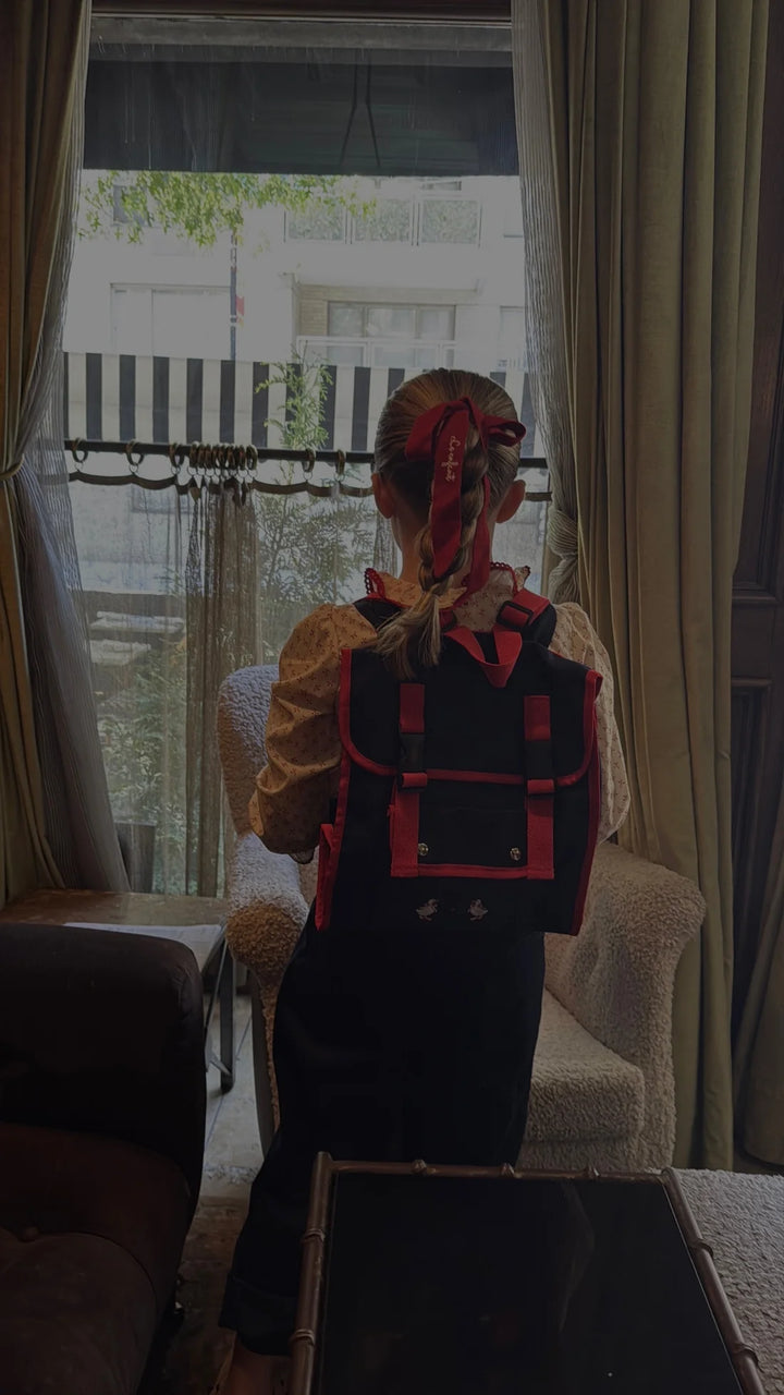 pony soft knit logo ribbon - red