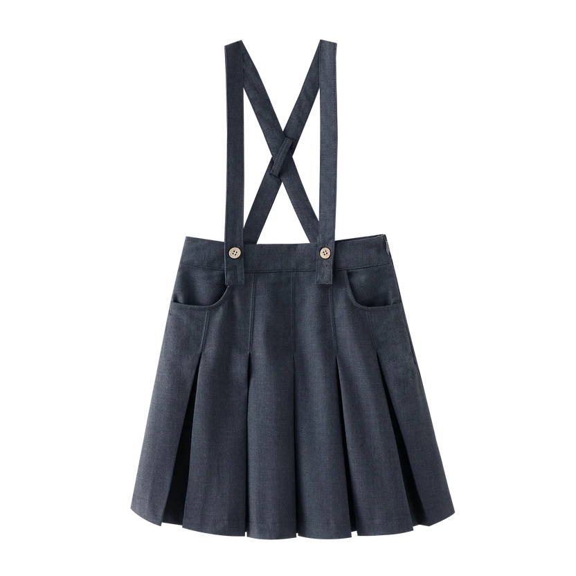 skirt suspender pleated - grey