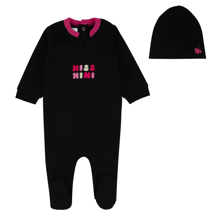 footie branded balloon with beanie - black/pink