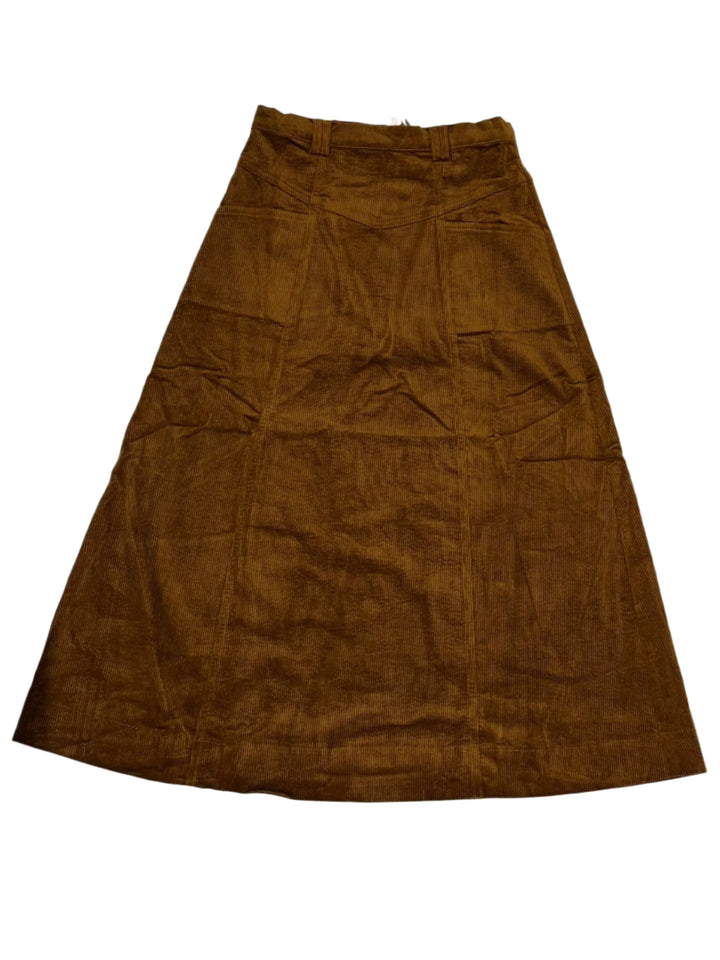 skirt midi a line corduroy with pockets - rust