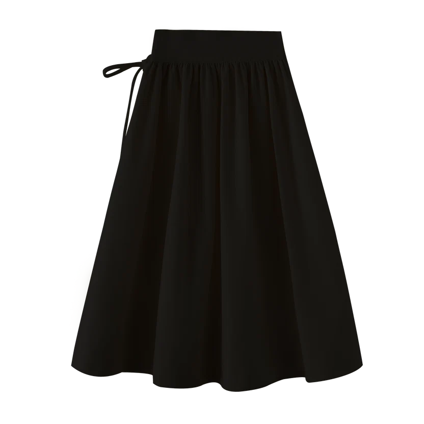 skirt wool midi - black