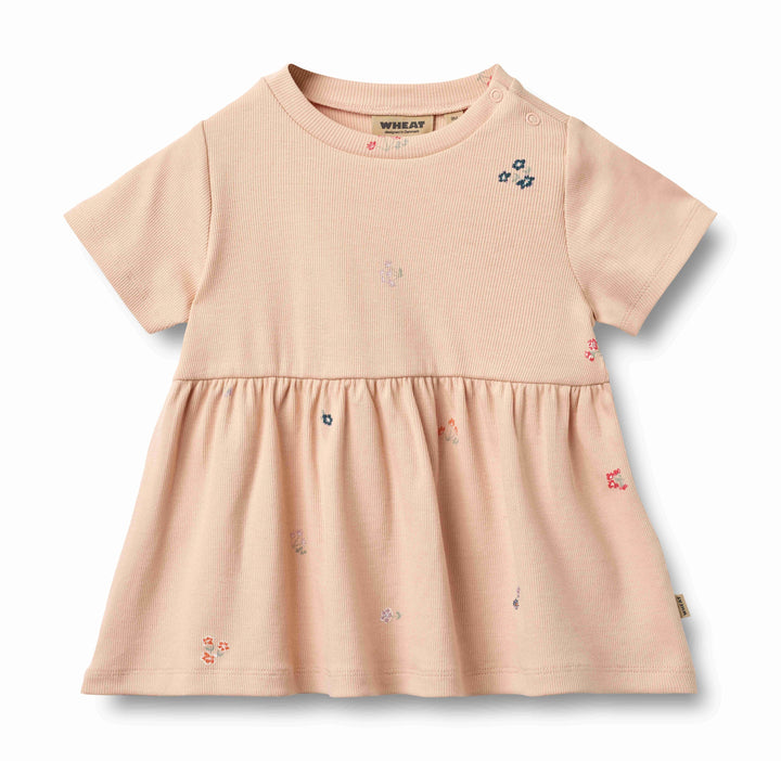 dress s/s jersey ribbed floral - rose flower