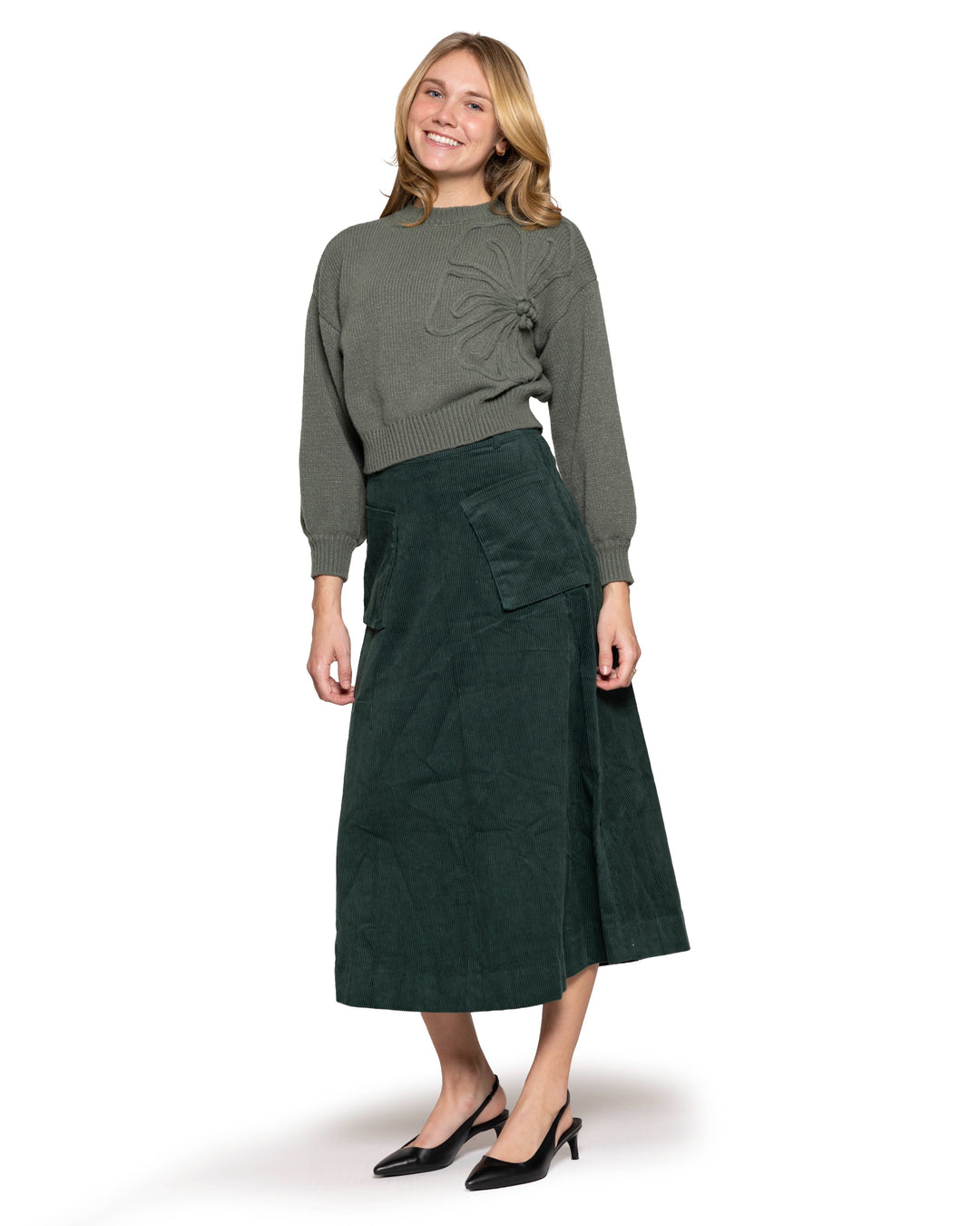 skirt corduroy pocket - green