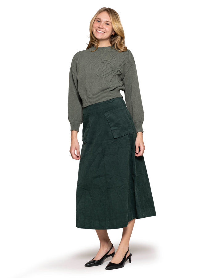 skirt corduroy pocket - green