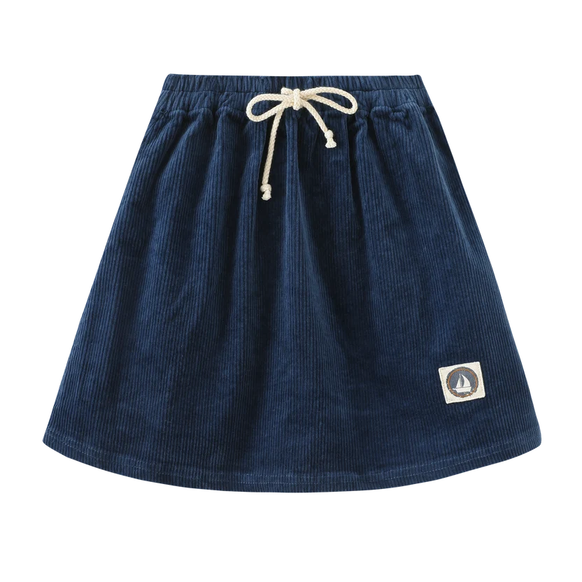 skirt corduroy with center tie - royal blue