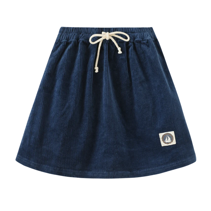 skirt corduroy with center tie - royal blue