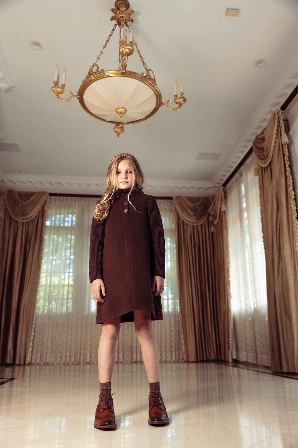 dress wool placket detail jumper - brown