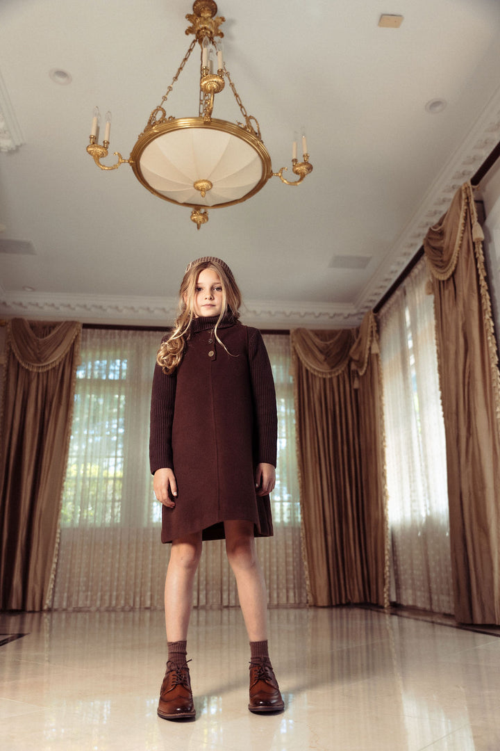 dress wool placket detail jumper - brown