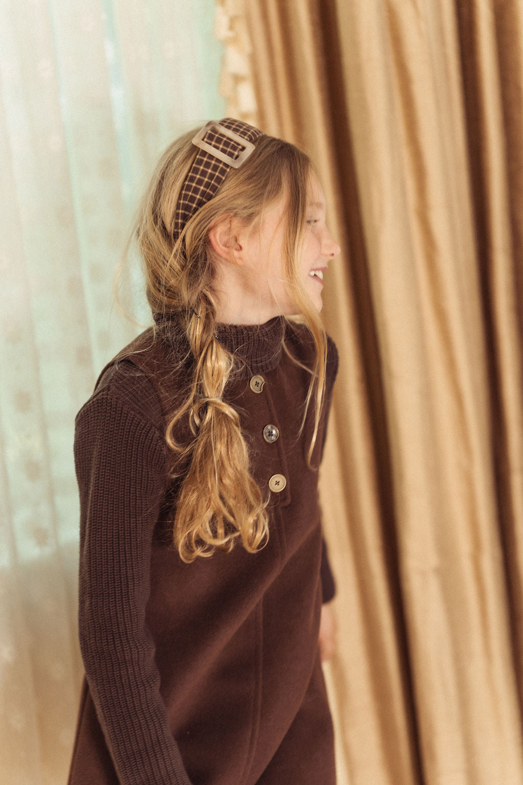 dress wool placket detail jumper - brown