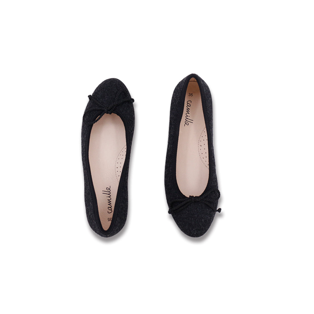 shoes ballet flat wool - black/grey