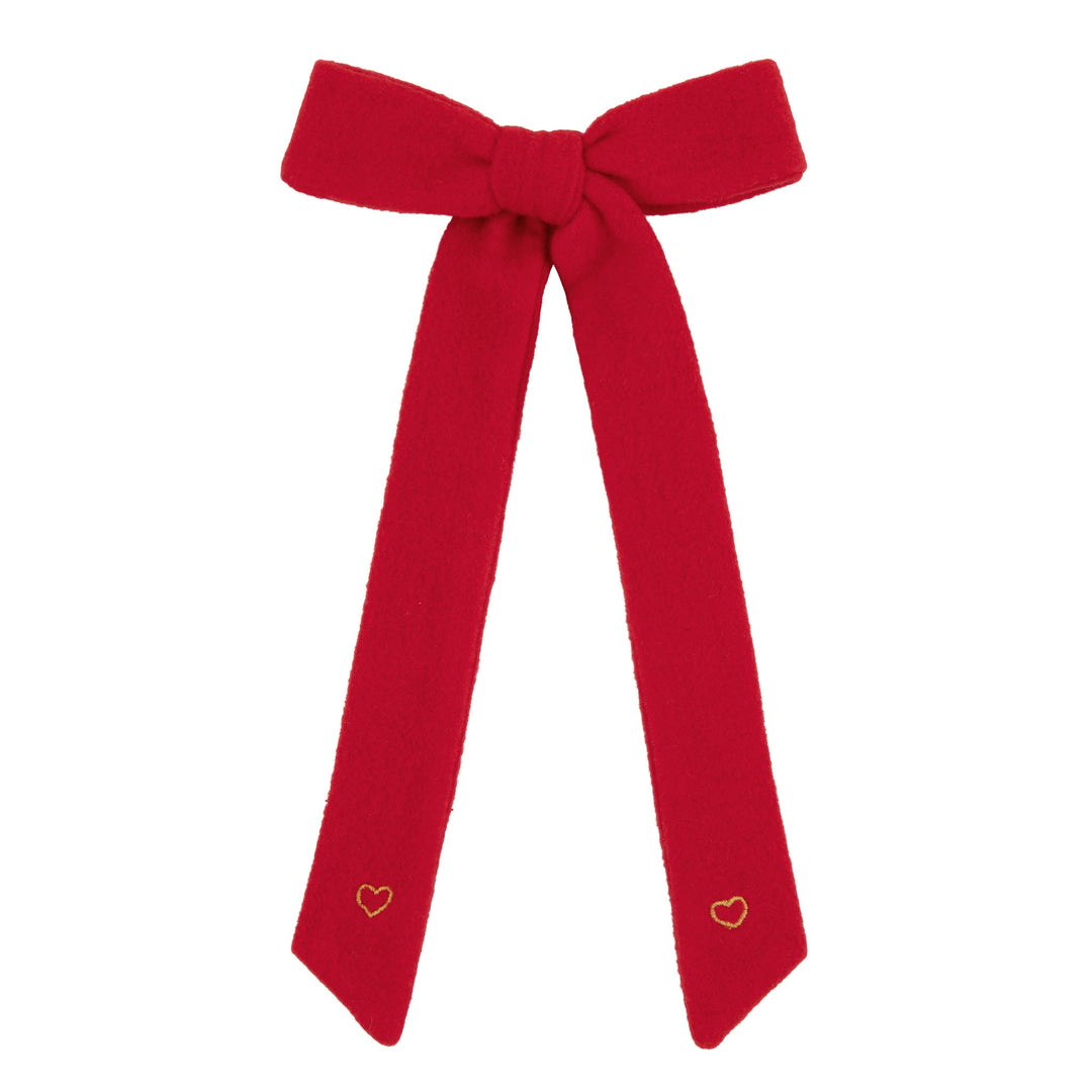 clip little heart bows - red