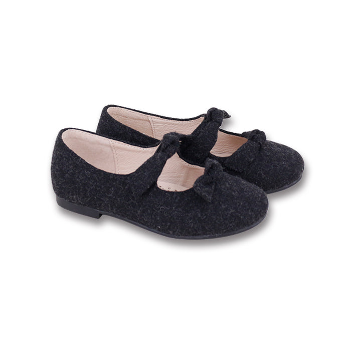 shoes double bow mary jane wool - grey/black