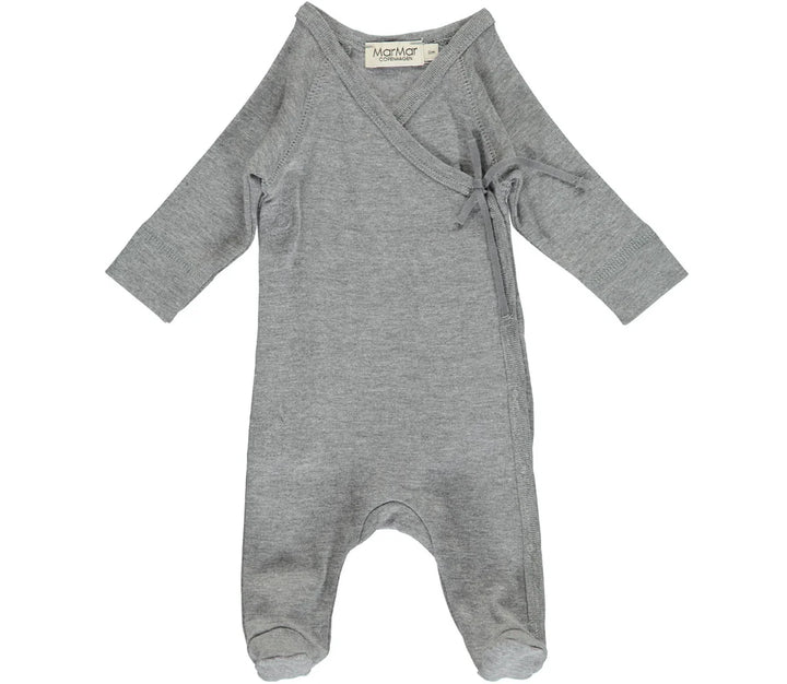 footie wrap solid with hat - grey melange-0602